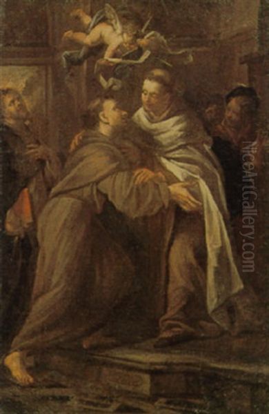 Begegnung Zweier Heiliger Oil Painting by Angelo Trevisani