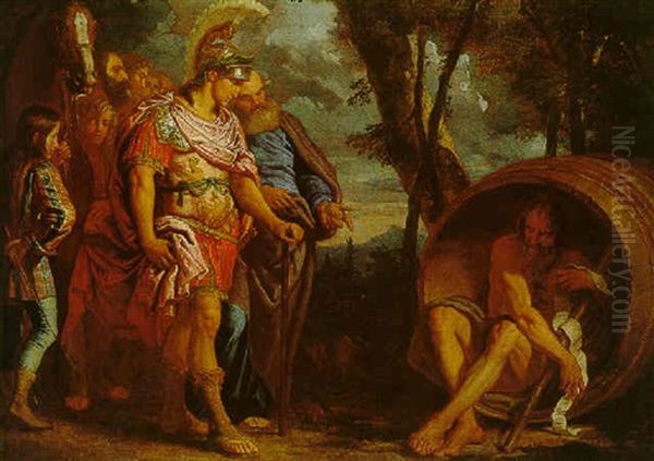 Alexander The Great, Aristotole And Diogenes Oil Painting by Angelo Trevisani