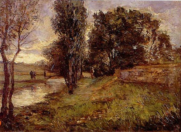 Promeneurs Au Bord De La Riviere Oil Painting by Joseph Trevoux