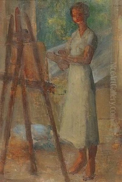 The Artist Oil Painting by Theofrastos Triandafyllidis