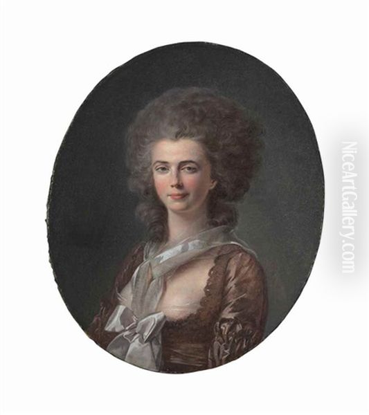 Portrait Of A Lady, Bust-length Oil Painting by Louis Rolland Trinquesse