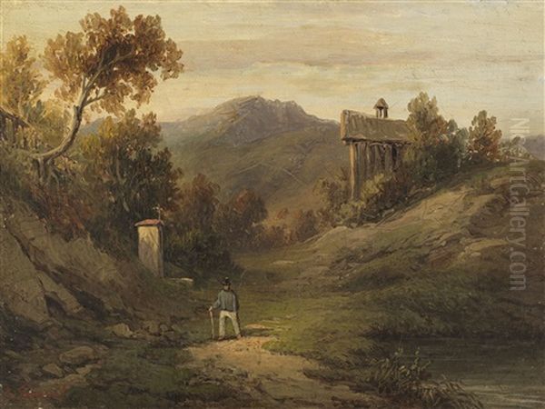 Kleine Landschaft Mit Wanderer Oil Painting by Albert Ludwig Trippel