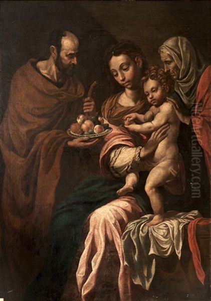 Sagrada Familia Con Santa Ana Oil Painting by Luis Tristan De Escamilla