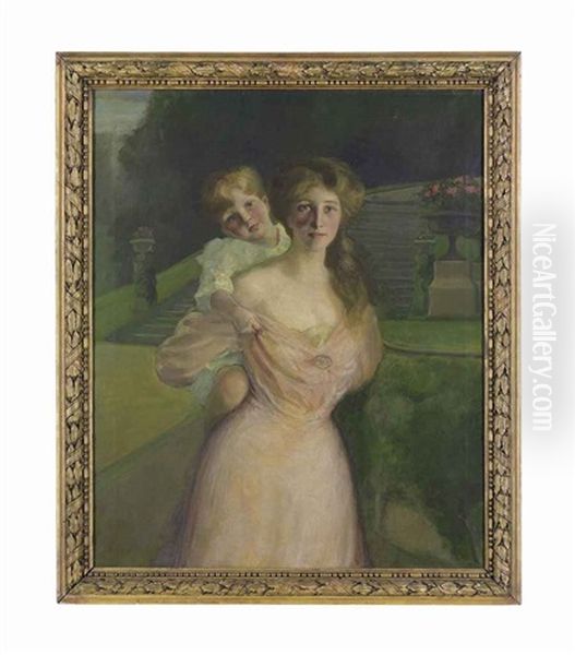 Portrait Of Edith, Marchioness Of Londonderry, With Viscount Castlereagh Oil Painting by Pierre Troubetzkoy