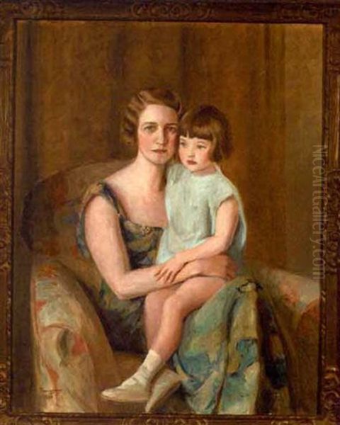 Portrait Of A Mother And Her Child Oil Painting by Pierre Troubetzkoy