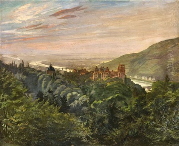 View Of Heidelberg Castle Oil Painting by Wilhelm Truebner
