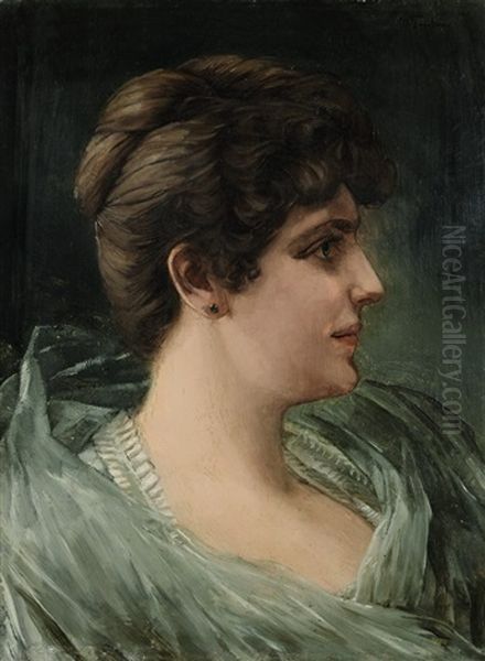 Damenportrait Oil Painting by Wilhelm Truebner