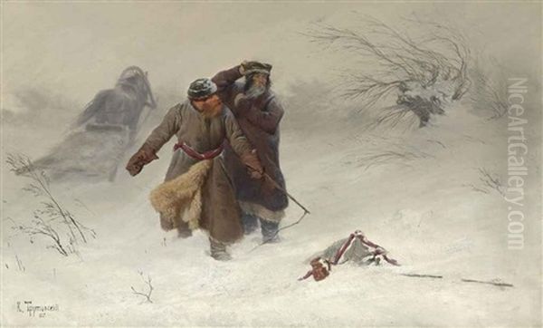 The Snowstorm Oil Painting by Konstantin Alexandrovich Trutovsky