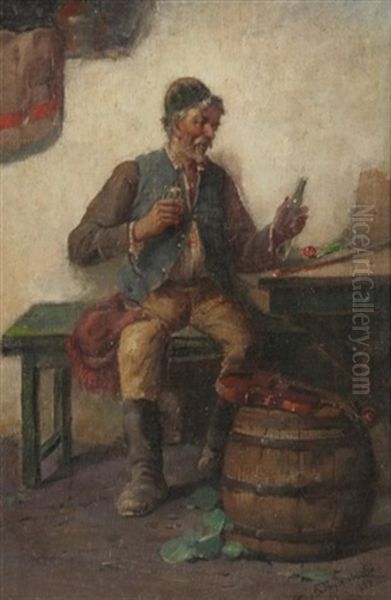 The Musician's Reward Oil Painting by Konstantin Alexandrovich Trutovsky