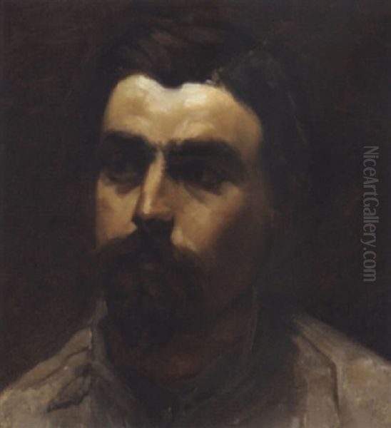 Portrait Of A Bearded Gentleman In A White Shirt Oil Painting by Konstantin Alexandrovich Trutovsky