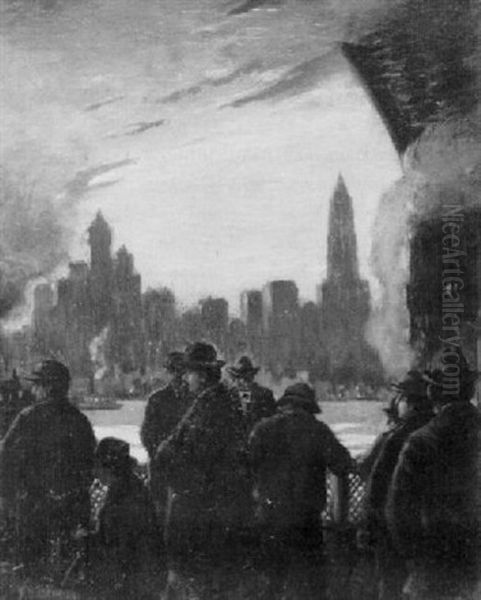 Fulton Ferry Evening Oil Painting by Herbert Bolivar Tschudy