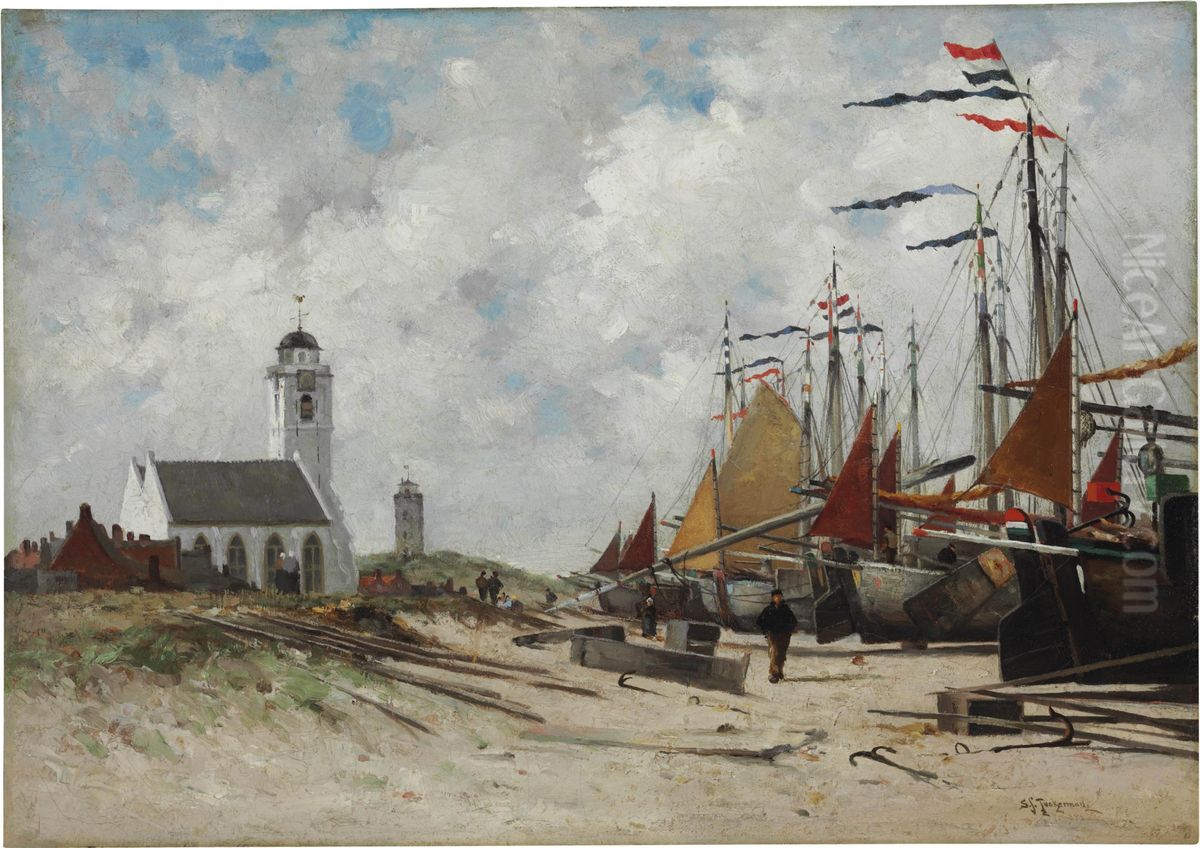 Beach Boats, Holland Oil Painting by Stephen Salisbury Tuckerman