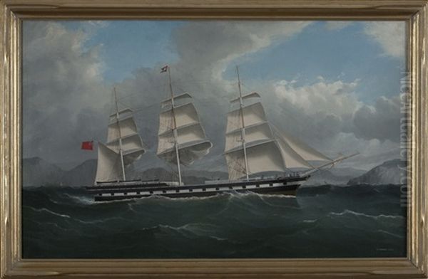The British Clipper Ship Sobaron Off Dover Oil Painting by Frederick Tudgay