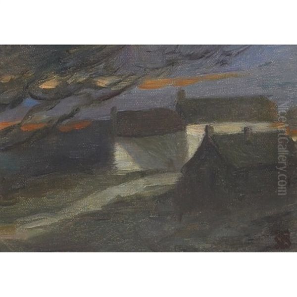 Houses On The Hill Oil Painting by Sydney Strickland Tully