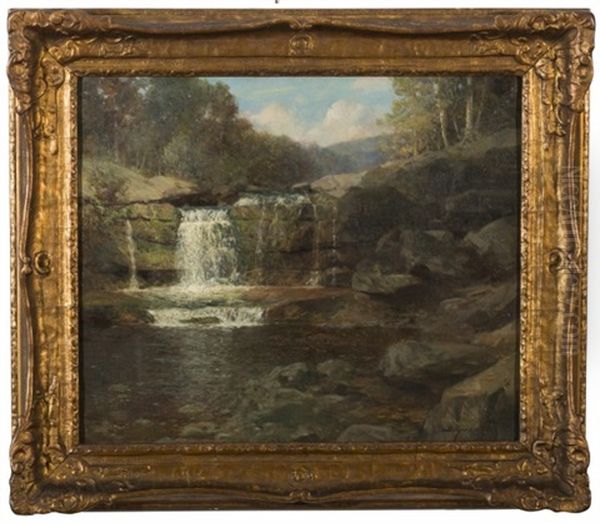 Catskill Mountain Stream With Waterfall Oil Painting by Bayard Henry Tyler