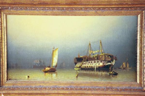 Hospital Ship On The Thames Oil Painting by William Tyler