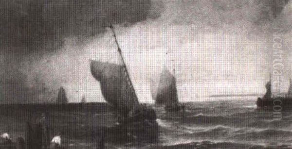 Returning Fishing Fleet Oil Painting by William Tyler