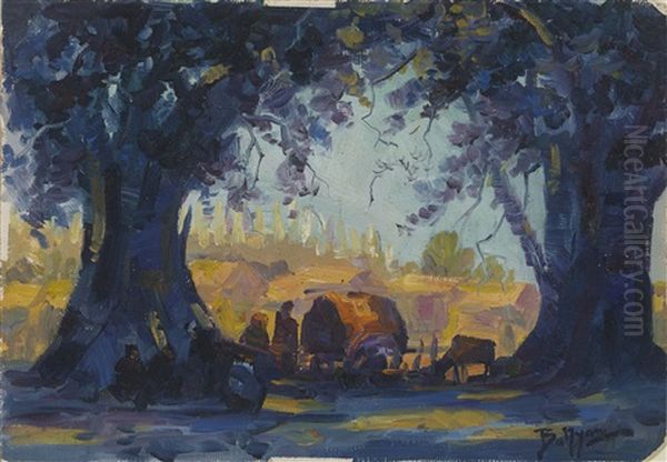 The Village Oil Painting by U Ba Nyan