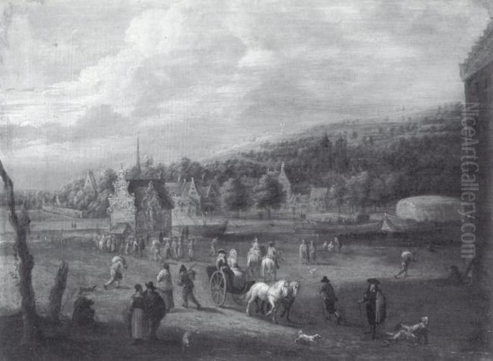 Landscape With Figures Oil Painting by Lucas Van Uden