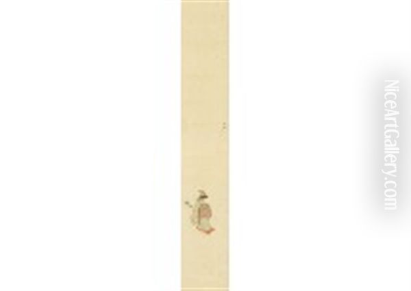 Monkey Showman Oil Painting by Shoen Uemura