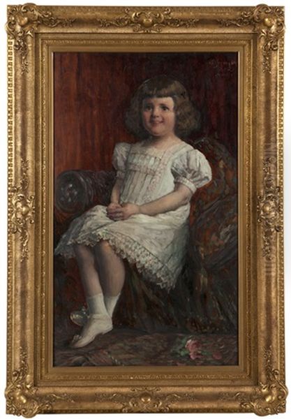 Portrait Of Helen Evans As A Young Girl Oil Painting by Silas Jerome Uhl