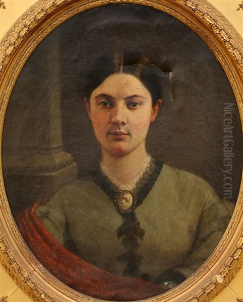 Portrait Of A Young Woman Oil Painting by Silas Jerome Uhl