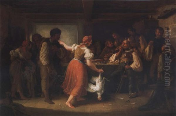 Biro Elott (before The Judge) Oil Painting by Ferenc Ujhazy