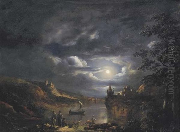 Paesaggio Notturno Oil Painting by Johann Philipp Ulbricht