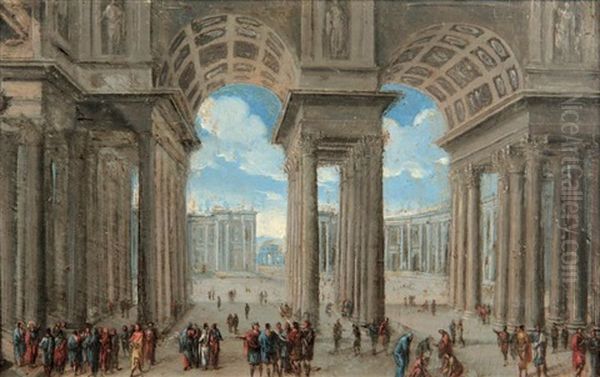 Personnages Sous Les Arcades Oil Painting by Jacob Van Der Ulft