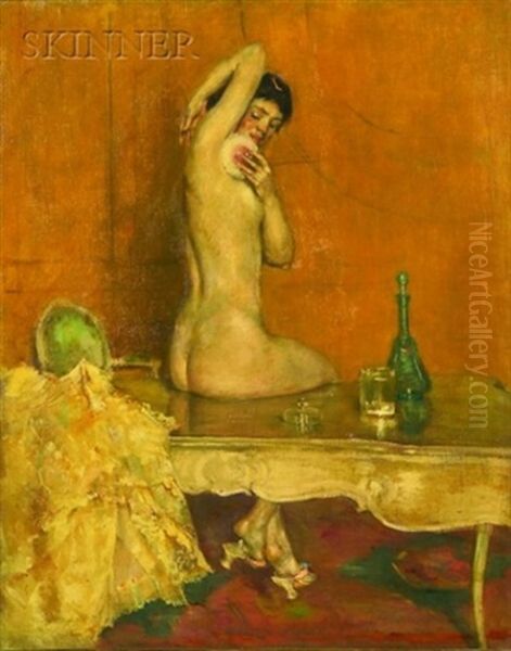 Nude At A Dressing Table Oil Painting by Eugene Paul Ullman