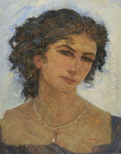 Portrait Einer Dame Mit Perlenkette Oil Painting by Hans Unger