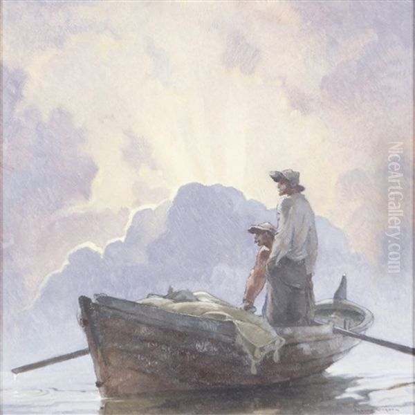 Fishermen Oil Painting by Ragnar Ungern