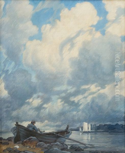 Fisherman Oil Painting by Ragnar Ungern