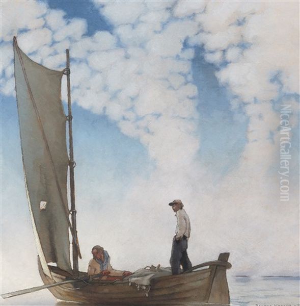 Fisherman And His Wife Oil Painting by Ragnar Ungern