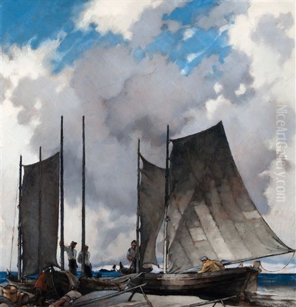 By The Quay Oil Painting by Ragnar Ungern