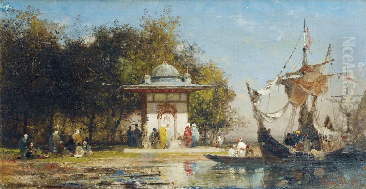 Fontaine Au Bord De La Mer En Turquie Oil Painting by Fabius Germain Brest