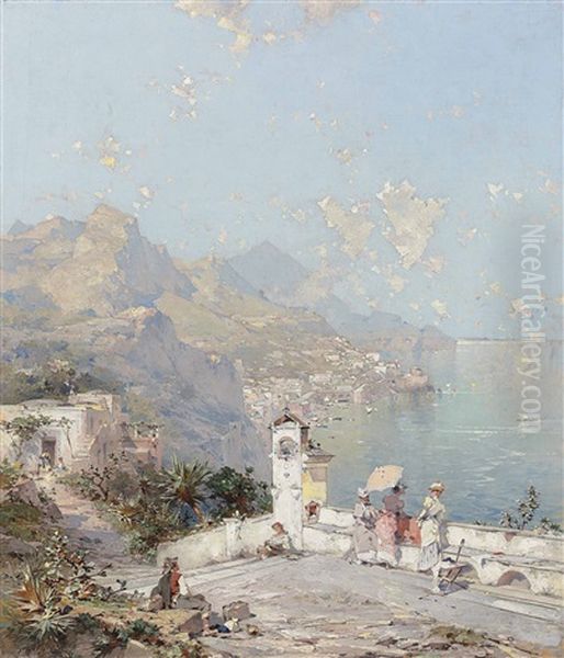 The Amalfi Coast Oil Painting by Franz Richard Unterberger