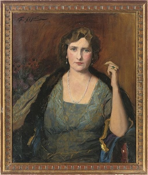 Portrait Of A Lady Oil Painting by Florence K. Upton