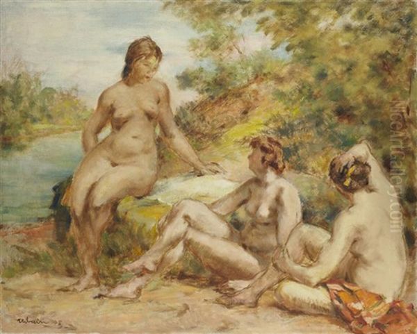 Les Baigneuses Oil Painting by Alexandre Urbain