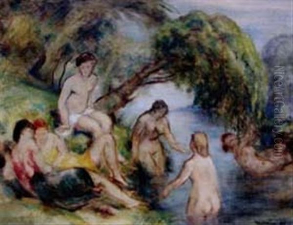 Les Baigneuses Oil Painting by Alexandre Urbain