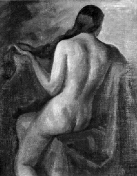 Sitzender Weiblicher Ruckenakt Oil Painting by Rudolph Urech