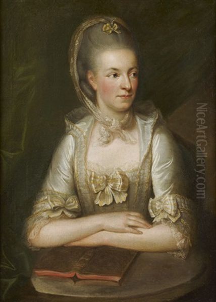Portrait De Femme Au Livre Ouvert Oil Painting by Georg Anton Abraham Urlaub