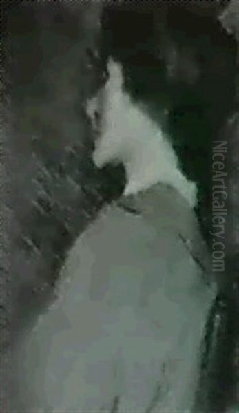 Woman In Green Oil Painting by Leila Usher