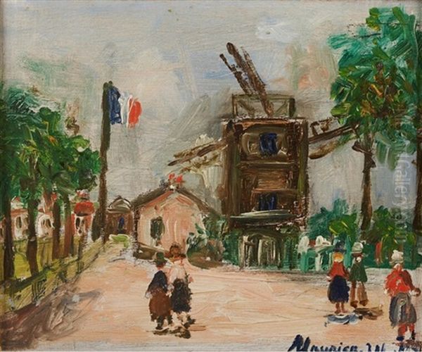 Dia De Lluvia En Las Ramblas Oil Painting by Maurice Utrillo