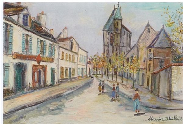 Dia De Lluvia En Las Ramblas Oil Painting by Maurice Utrillo