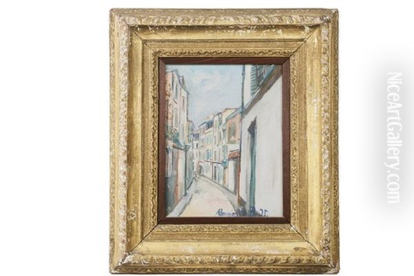 Rue Tournant A Gauche Oil Painting by Maurice Utrillo