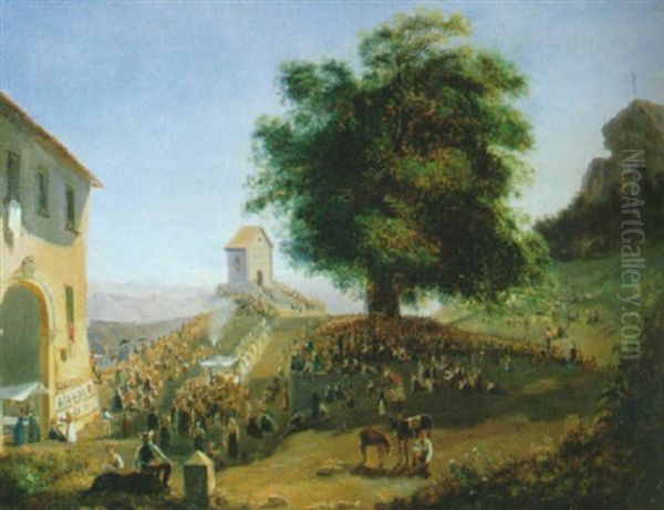 Festa Al Santuario Oil Painting by Cesare Uva
