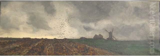 Counieres Oil Painting by Emile Adelard Breton