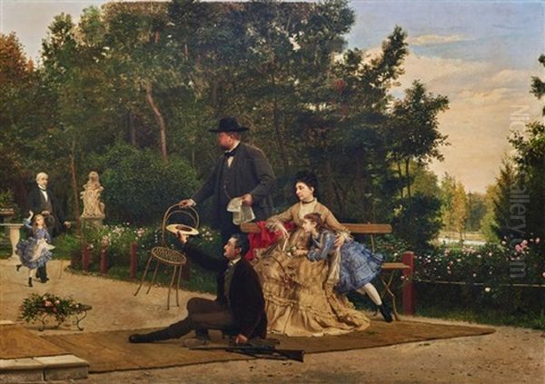 Ritratto Della Famiglia Martinengo Oil Painting by Francesco Valaperta