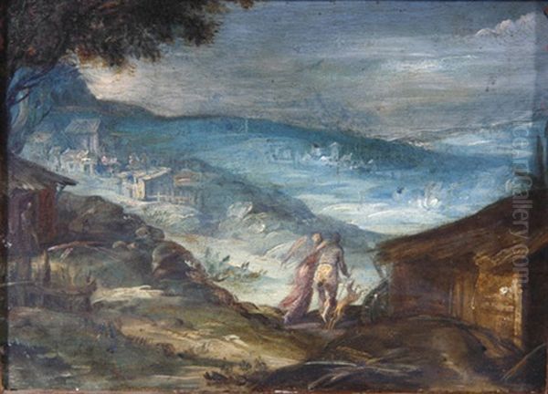 Weite Landschaft Mit Tobias Und Dem Engel Oil Painting by Frederick van Valckenborch